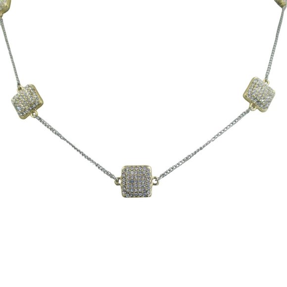 White House Black Market Gold Chain & CZ Neutral Necklace Romantic Luxury NEW - Picture 5 of 11